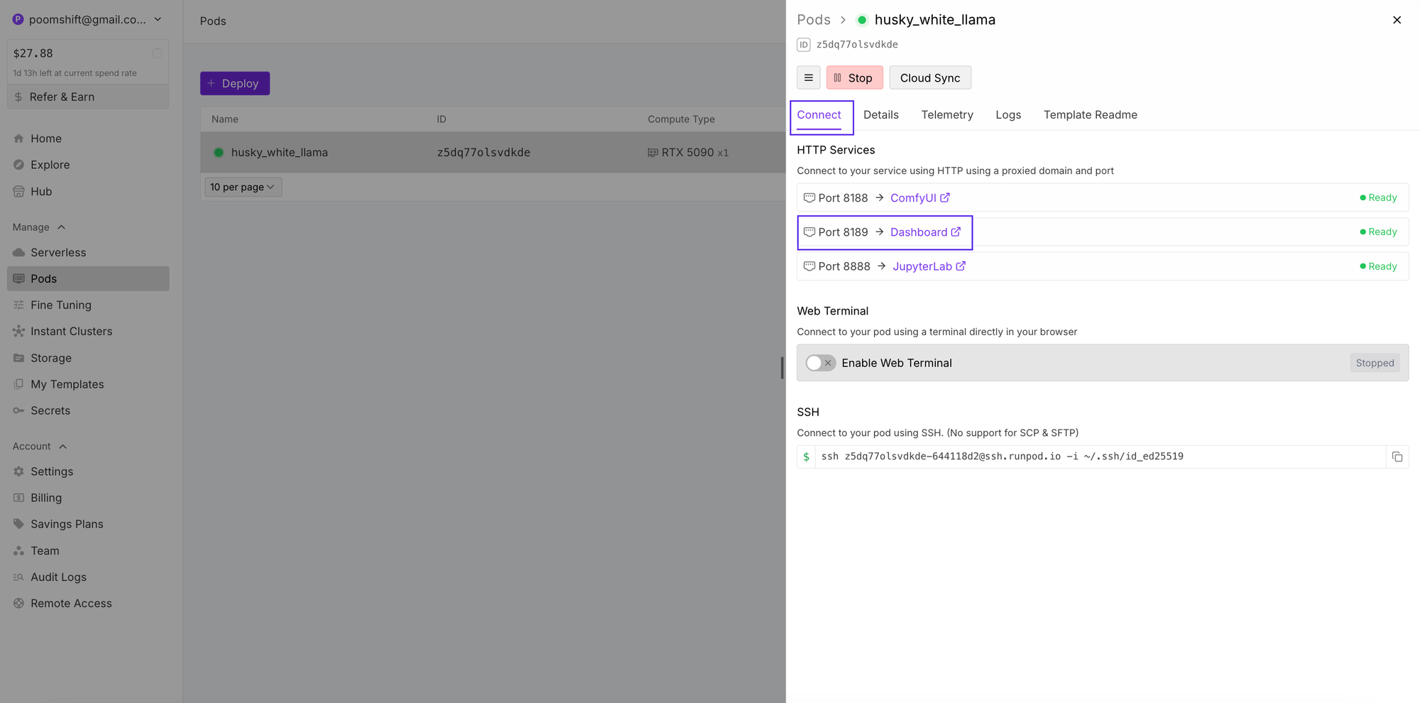 วิธีเข้าใช้งาน ComfyUI บน Runpod.io เลือกการ์ดจอได้