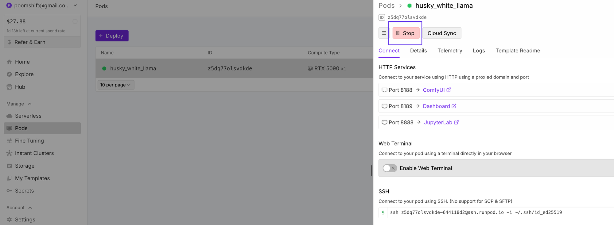 วิธีเข้าใช้งาน ComfyUI บน Runpod.io เลือกการ์ดจอได้